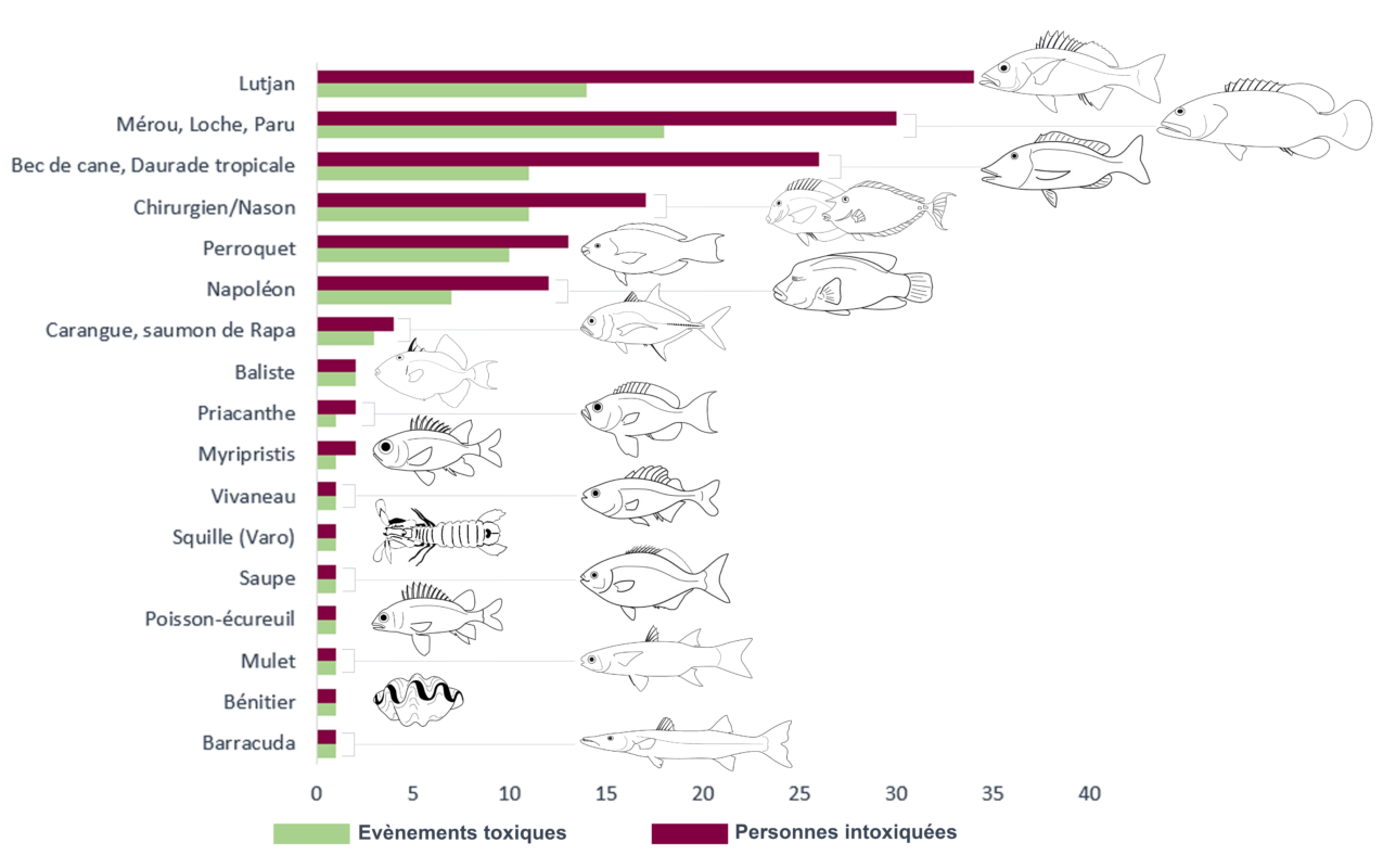 Animaux impliqués dans les cas d'intoxication Ciguatera