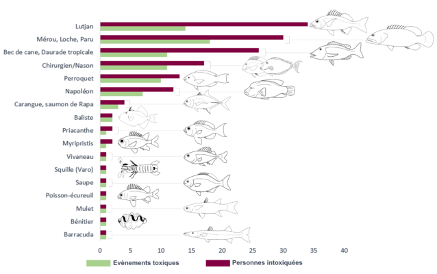 Animaux impliqués dans les cas d'intoxication Ciguatera